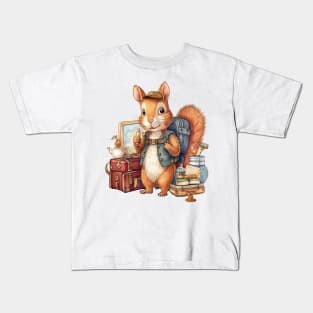 Watercolor Adventure Squirrel #5 Kids T-Shirt